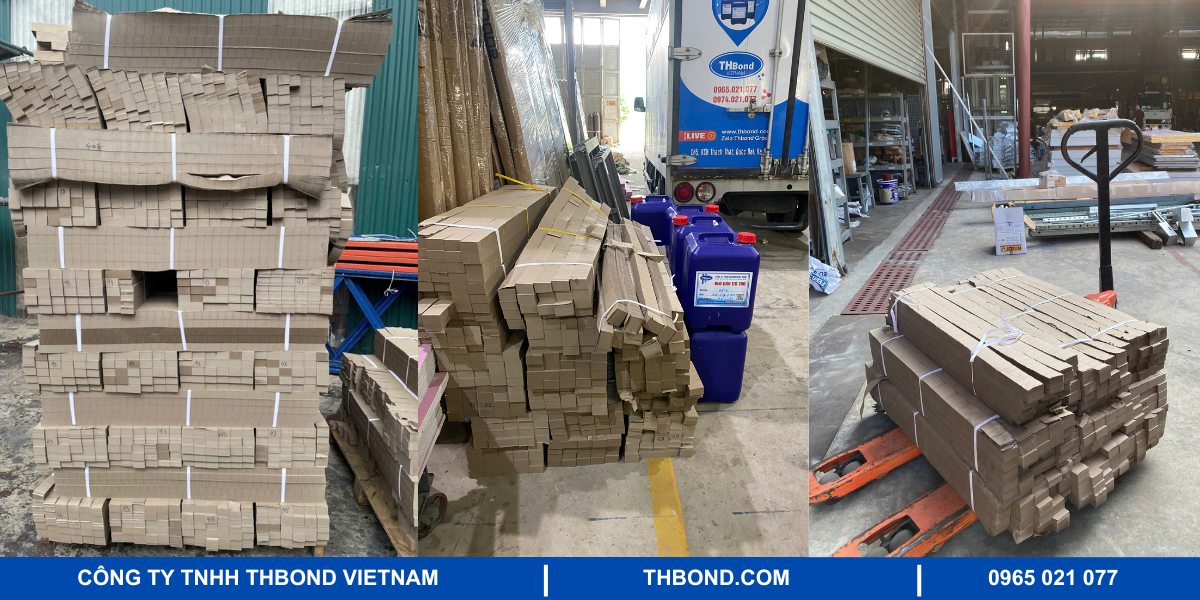 Hình ảnh giao hàng giấy tổ ong làm cửa của THbond