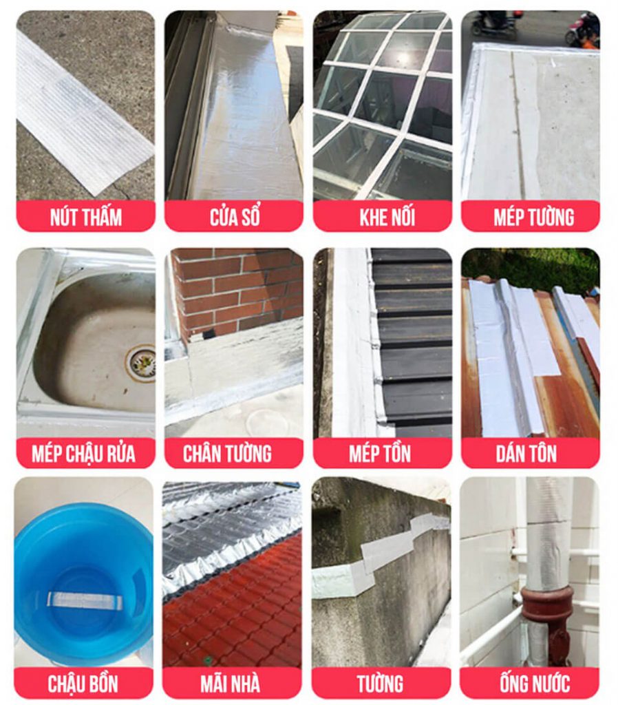 Băng keo chống thấm tại Ninh Bình cho hiệu quả chống thấm dột cao, giá rẻ 3 Ứng dụng miếng dán chống thấm tại Ninh Bình cho hiệu quả cao