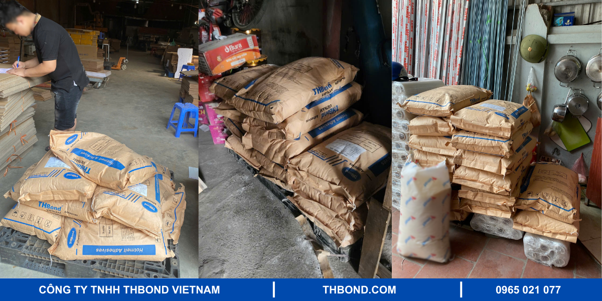 Giá keo hạt dán cạnh EVA cập nhật mới nhất 3 Hình ảnh giao keo Hotmelt dạng hạt EVA của THBond Việt Nam