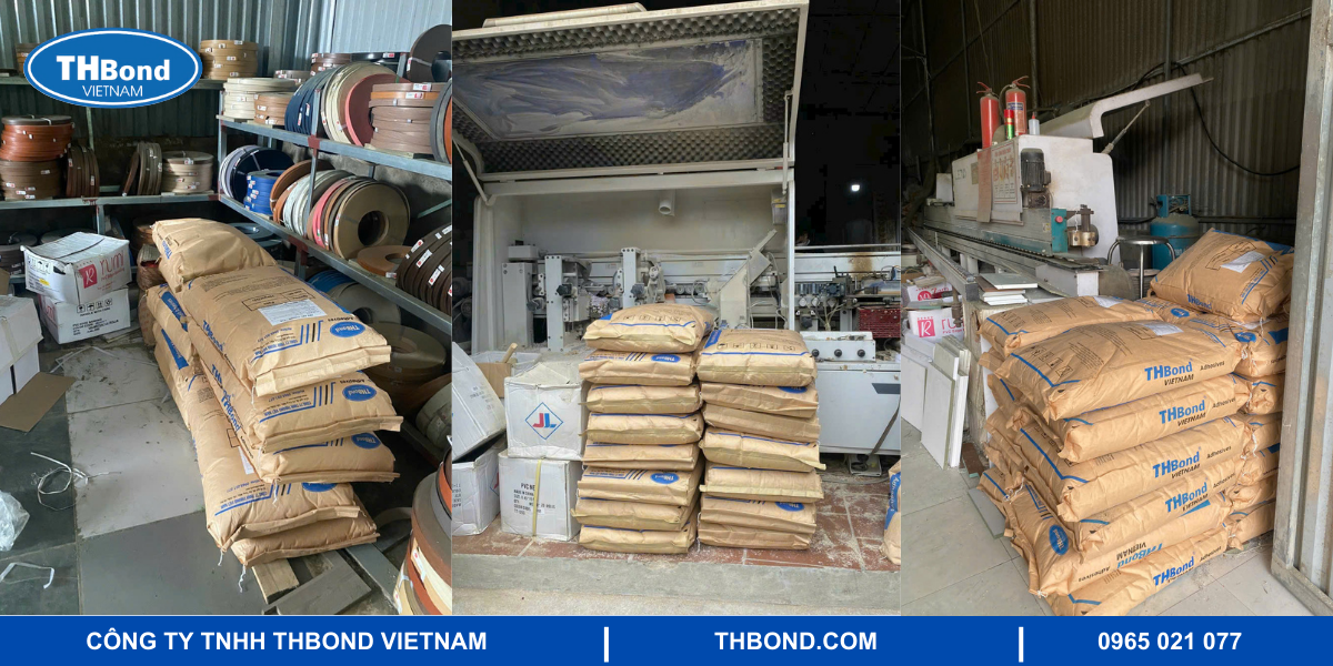 Keo hạt dán cạnh chỉ nhựa PVC của THBond được nhiều nhà máy tin dùng