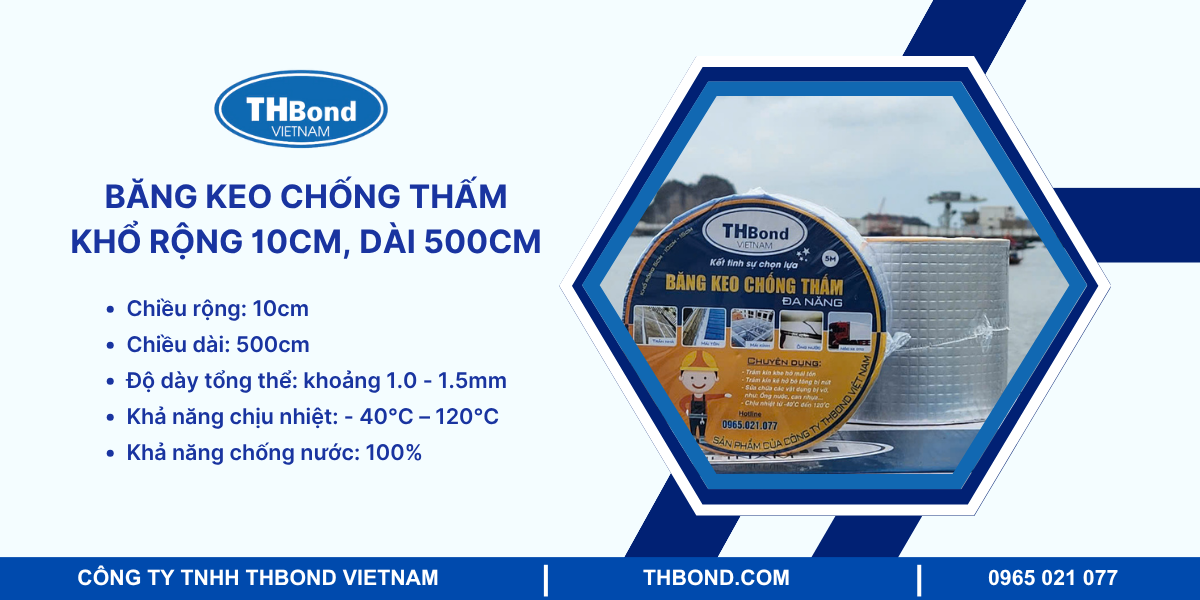 Băng keo chống thấm khổ rộng 10cm, dài 500cm