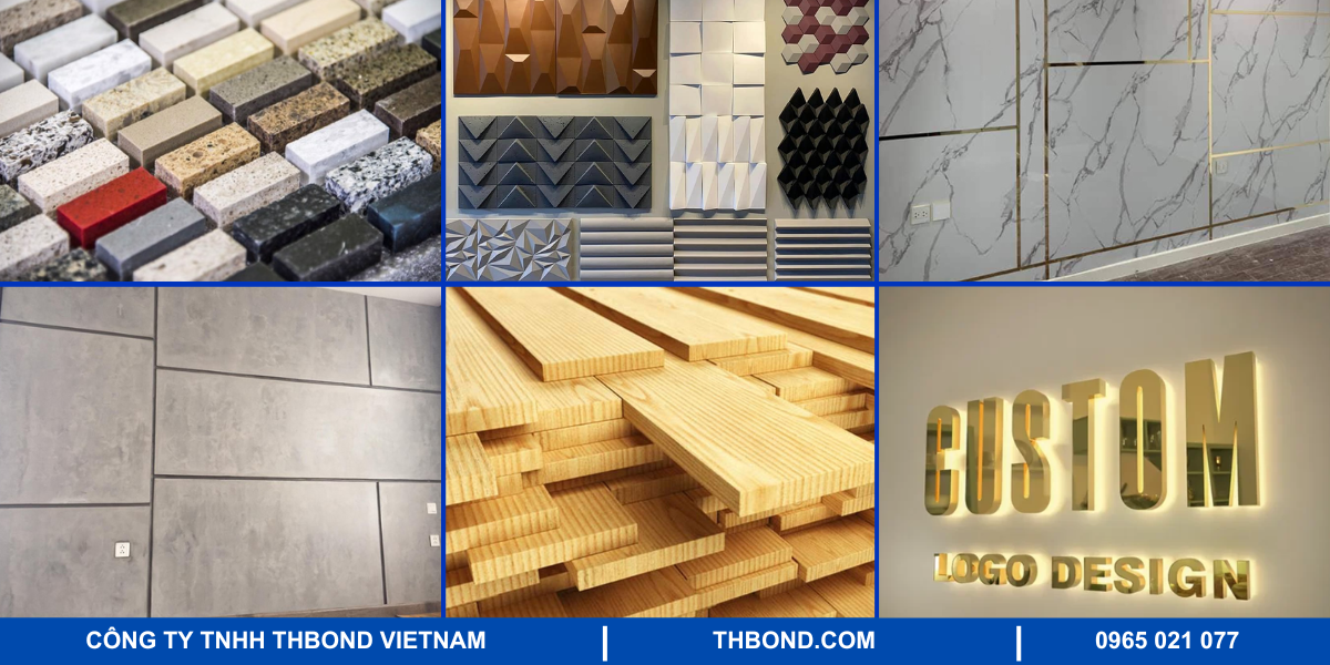 Các loại vật liệu có thể dán bằng keo dán đá ốp tường 3D
