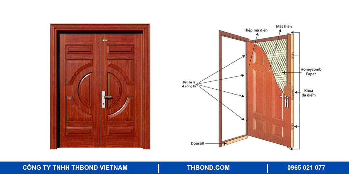Cửa thép vân gỗ lõi giấy tổ ong