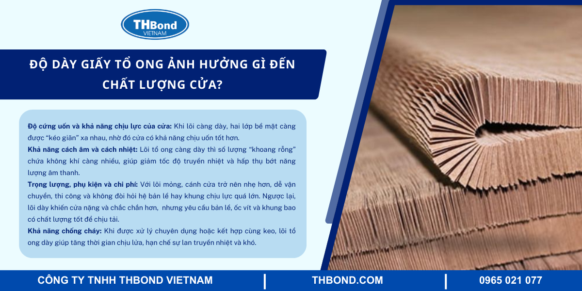 Độ dày giấy tổ ong ảnh hưởng gì đến chất lượng cửa?