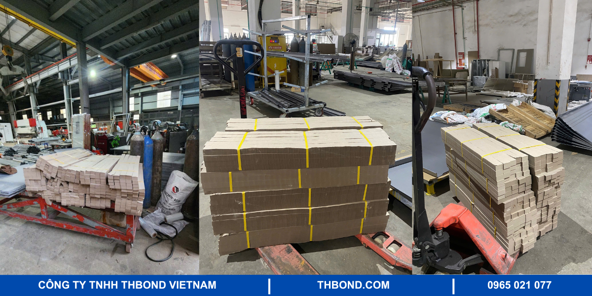 Hình ảnh giao hàng giấy tổ ong làm cửa của THbond