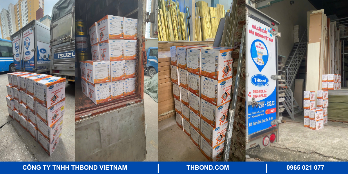 Hình ảnh giao keo dán nội thất Vibond của THbond