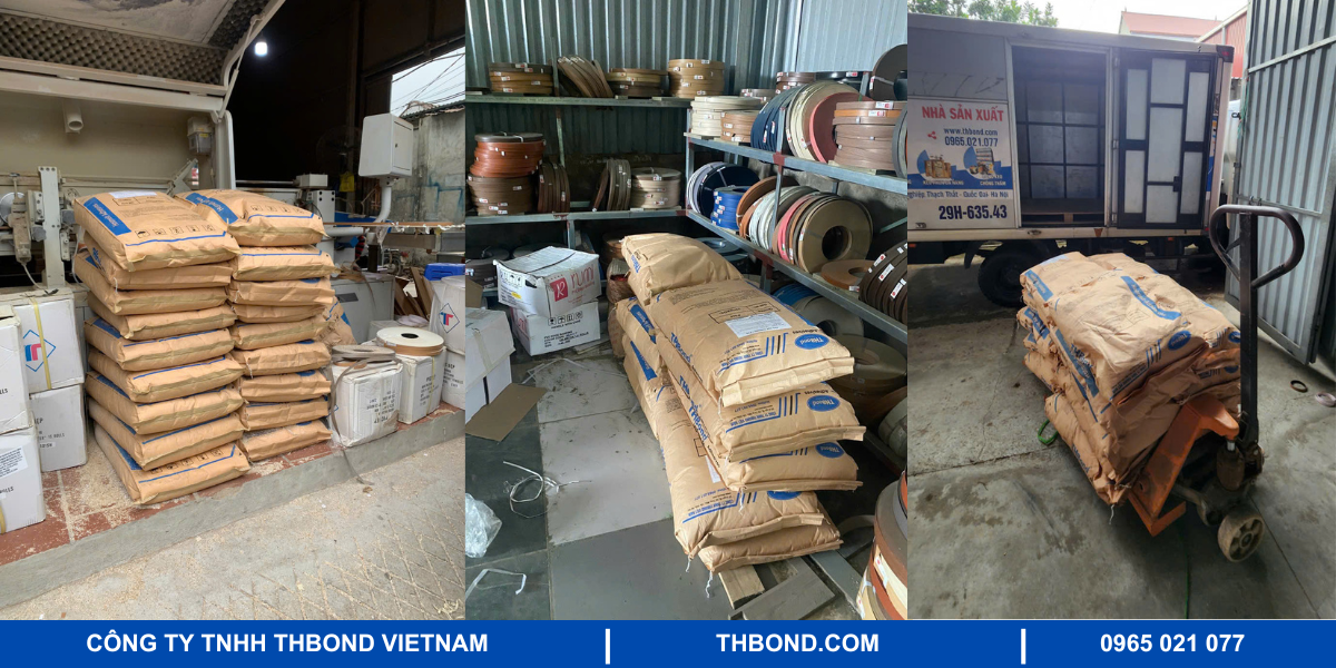 Hình ảnh giao hàng keo hạt dán cạnh của THbond