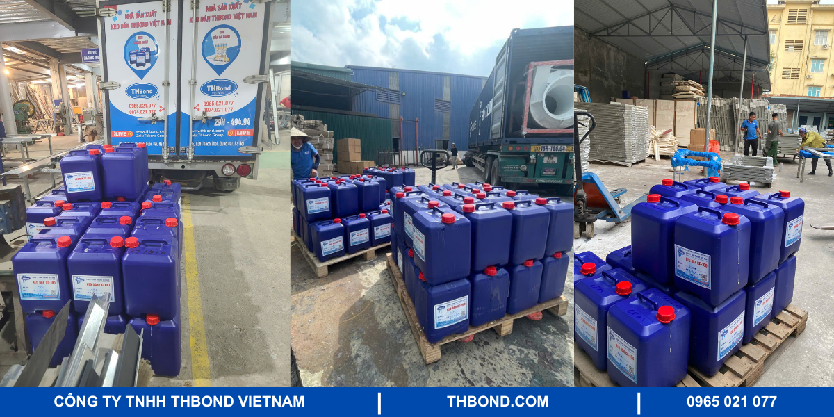 Hình ảnh giao hàng keo dán vách chống cháy của THbond