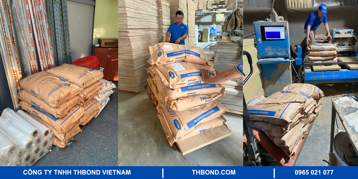 Hình ảnh giao hàng keo hạt dán cạnh của THbond