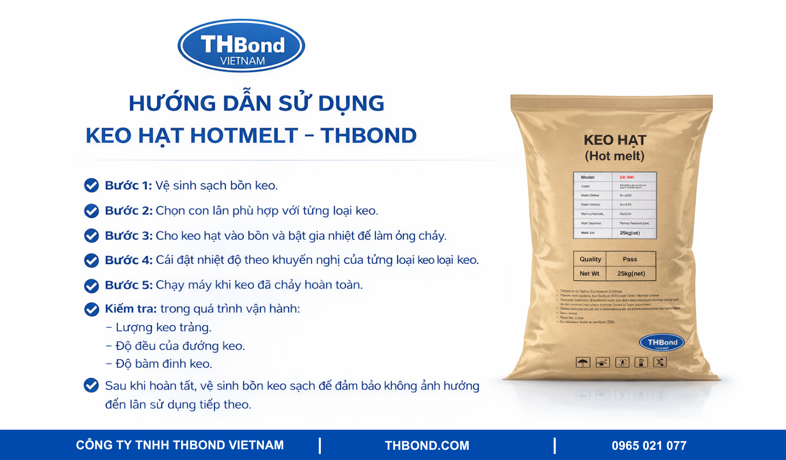 Hướng dẫn sử dụng keo nóng chảy dạng hạt Hotmelt Glue của THBond