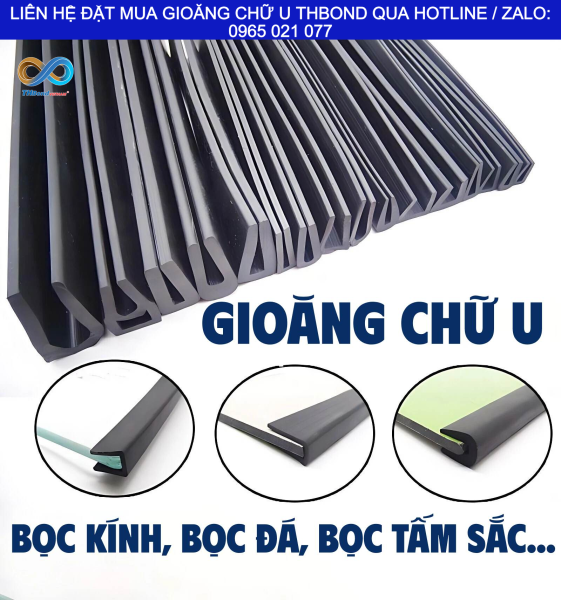 Nhờ đặc tính đàn hồi của cao su, gioăng chữ U THBond giúp tạo lớp đệm giảm chấn cho cạnh kính, cạnh đá và các tấm vật liệu cứng.