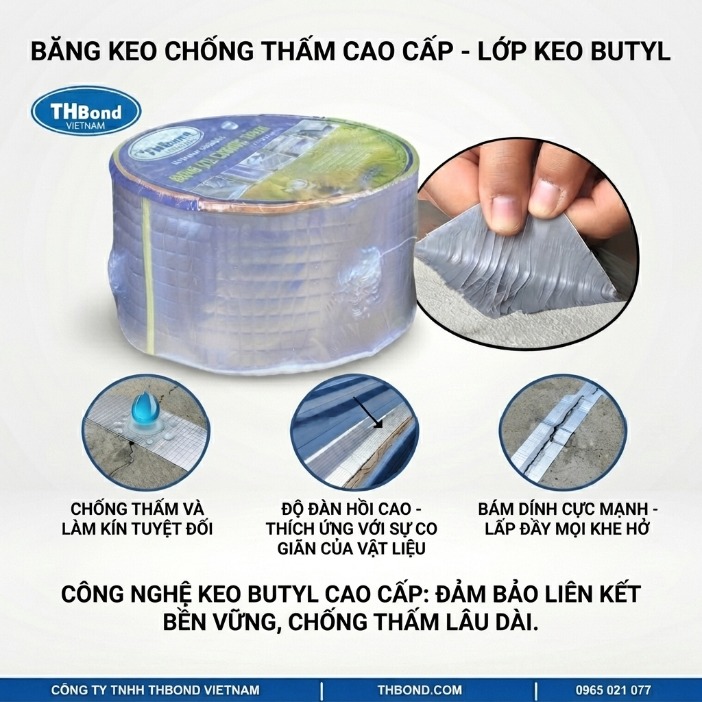 Băng keo chống thấm THBond ôm sát các lỗ rỗng, khe hở và những sai lệch rất nhỏ trên bề mặt - thbond-com