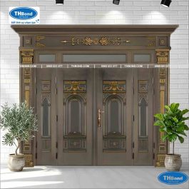 Cửa Huỳnh Pano kim loại sơn vân 5D, cửa thép vân 5D Classic cao cấp - thbond-com