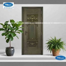 Cửa Huỳnh Pano kim loại sơn vân 5D 1 cánh, cửa thép vân 5D Classic cao cấp 1 cánh - thbond-com