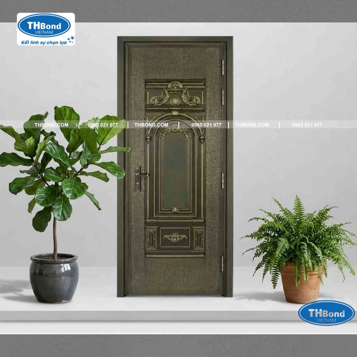 Cửa Huỳnh Pano kim loại sơn vân 5D 1 cánh, cửa thép vân 5D Classic cao cấp 1 cánh - thbond-com