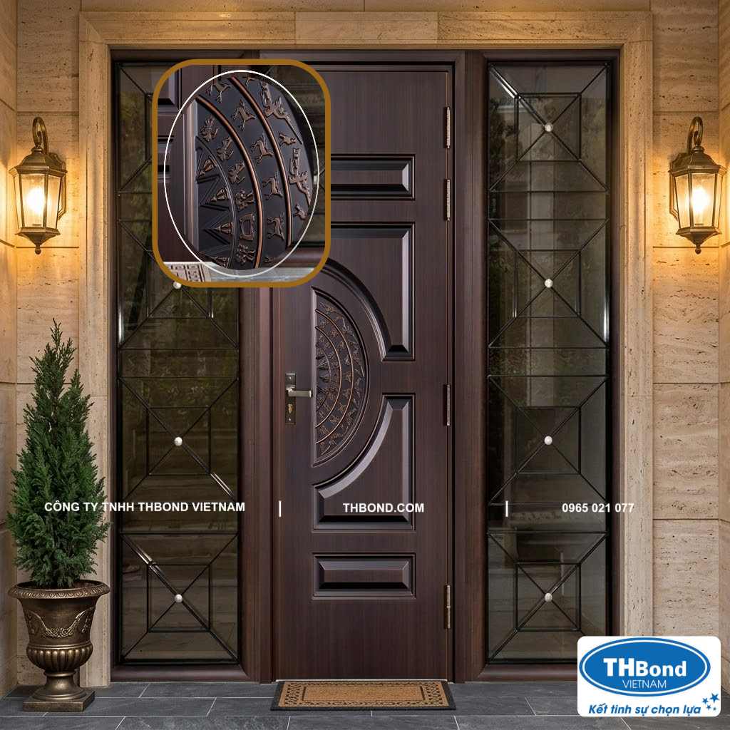 Cửa Thép 5D Classic với Huỳnh Pano cửa vân 5D giàu giá trị thẩm mỹ, giá trị văn hóa, giúp nâng cao giá trị sản phẩm với bộ của - thbond-com
