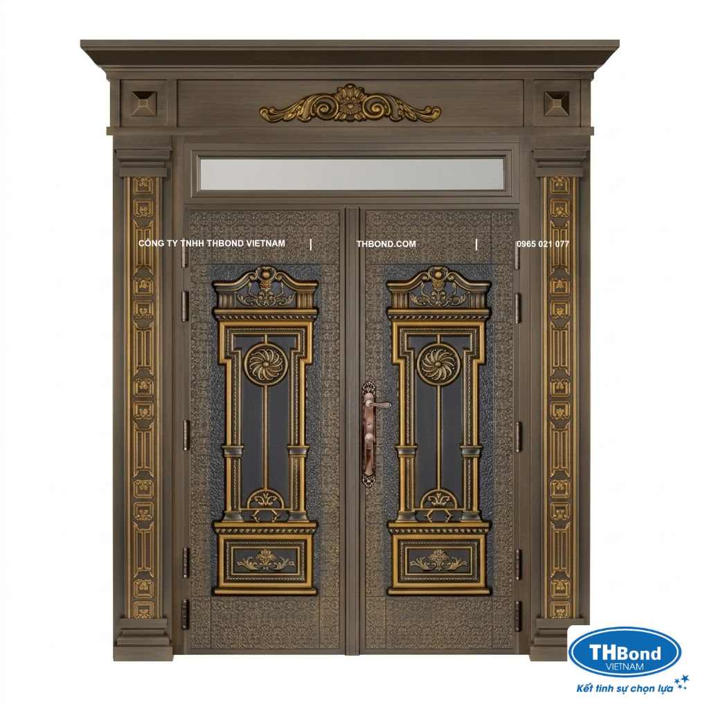 Cửa thép 5D , cửa kim loại Classic cao cấp với Huỳnh cửa 5D thể hiện họa tiết phong cách Châu Âu - thbond-com