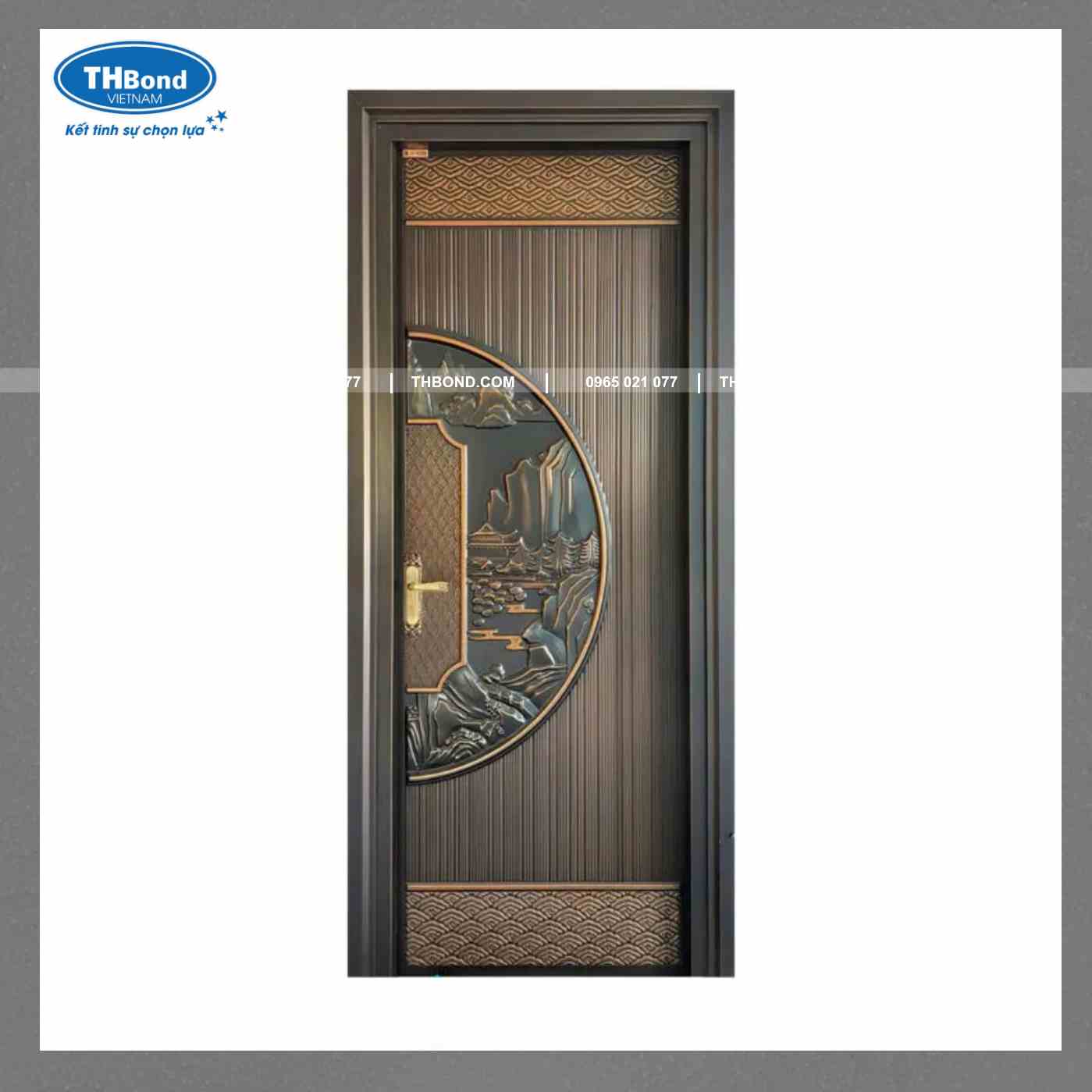 Huỳnh Pano Cửa 5D THỦY MẶC TH-3029 trên bộ cửa 1 cánh - thbond-com