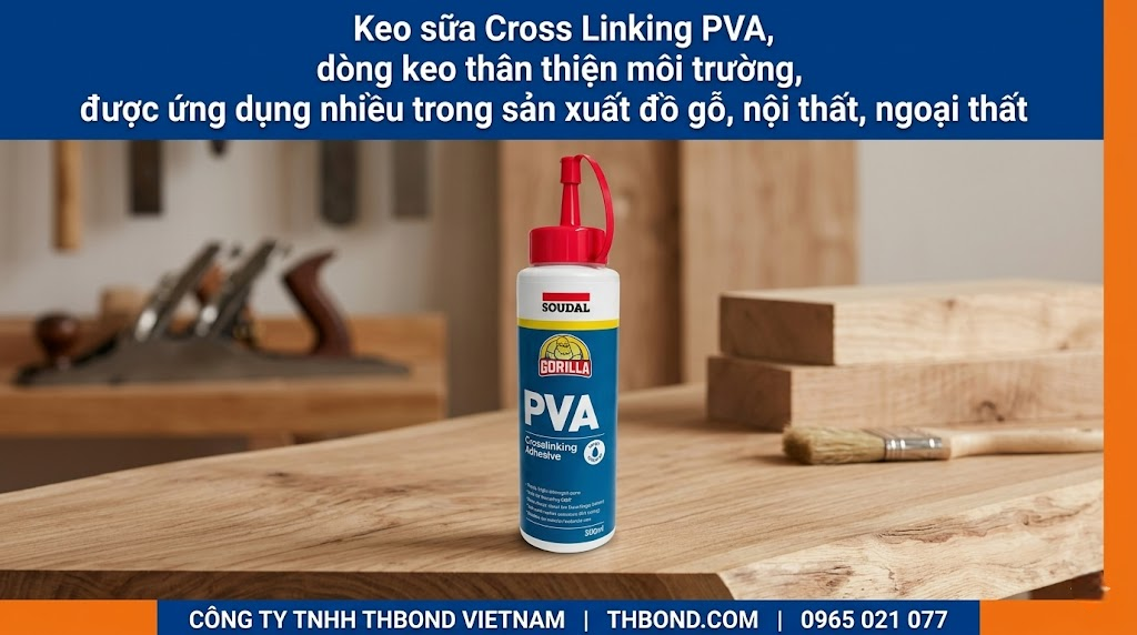 Keo sữa Cross Linking PVA, dòng keo thân thiện môi trường, được ứng dụng nhiều trong sản xuất đồ gỗ, nội thất, ngoại thất - thbond-com