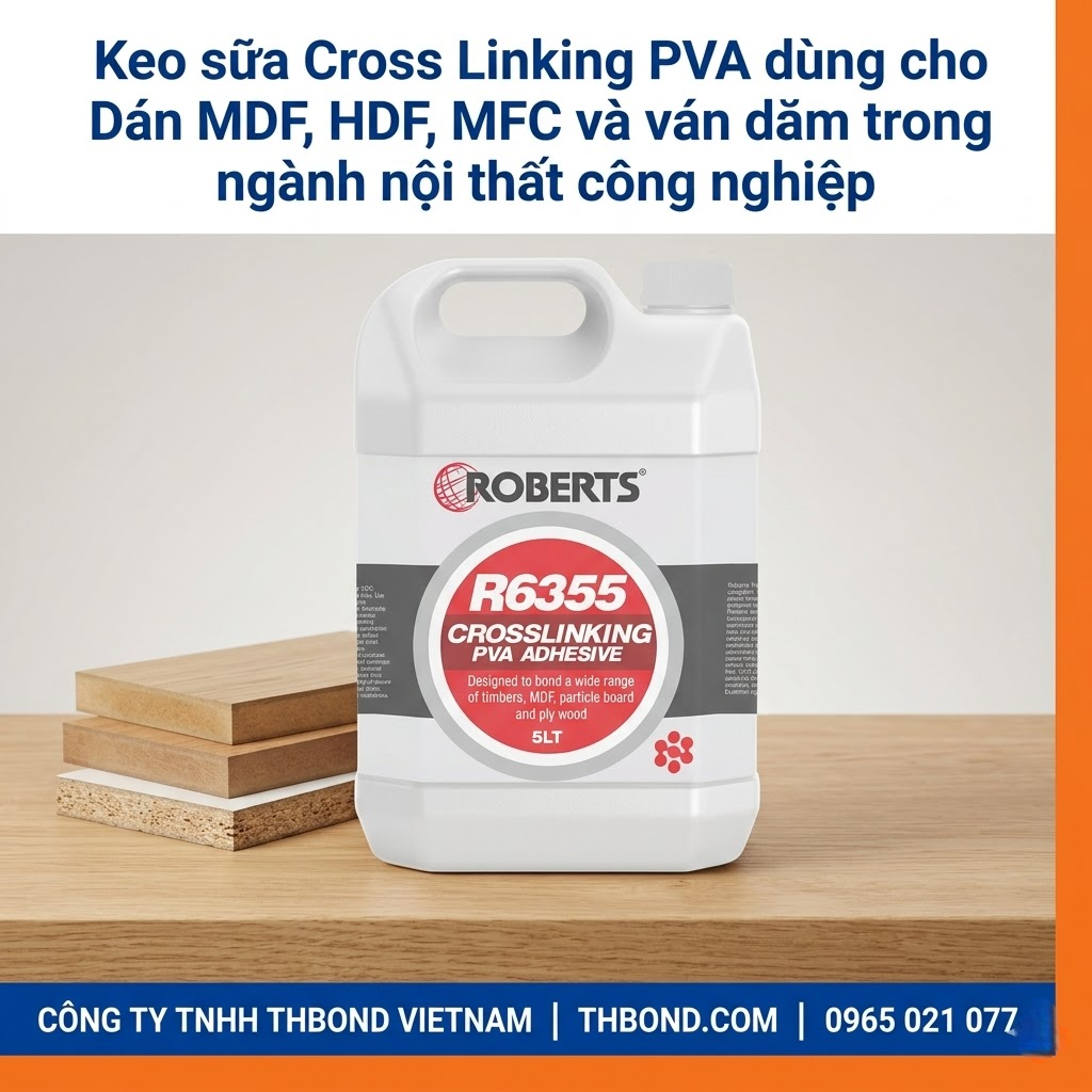 Keo sữa Cross Linking PVA dùng cho Dán MDF, HDF, MFC và ván dăm trong ngành nội thất công nghiệp - thbond-com