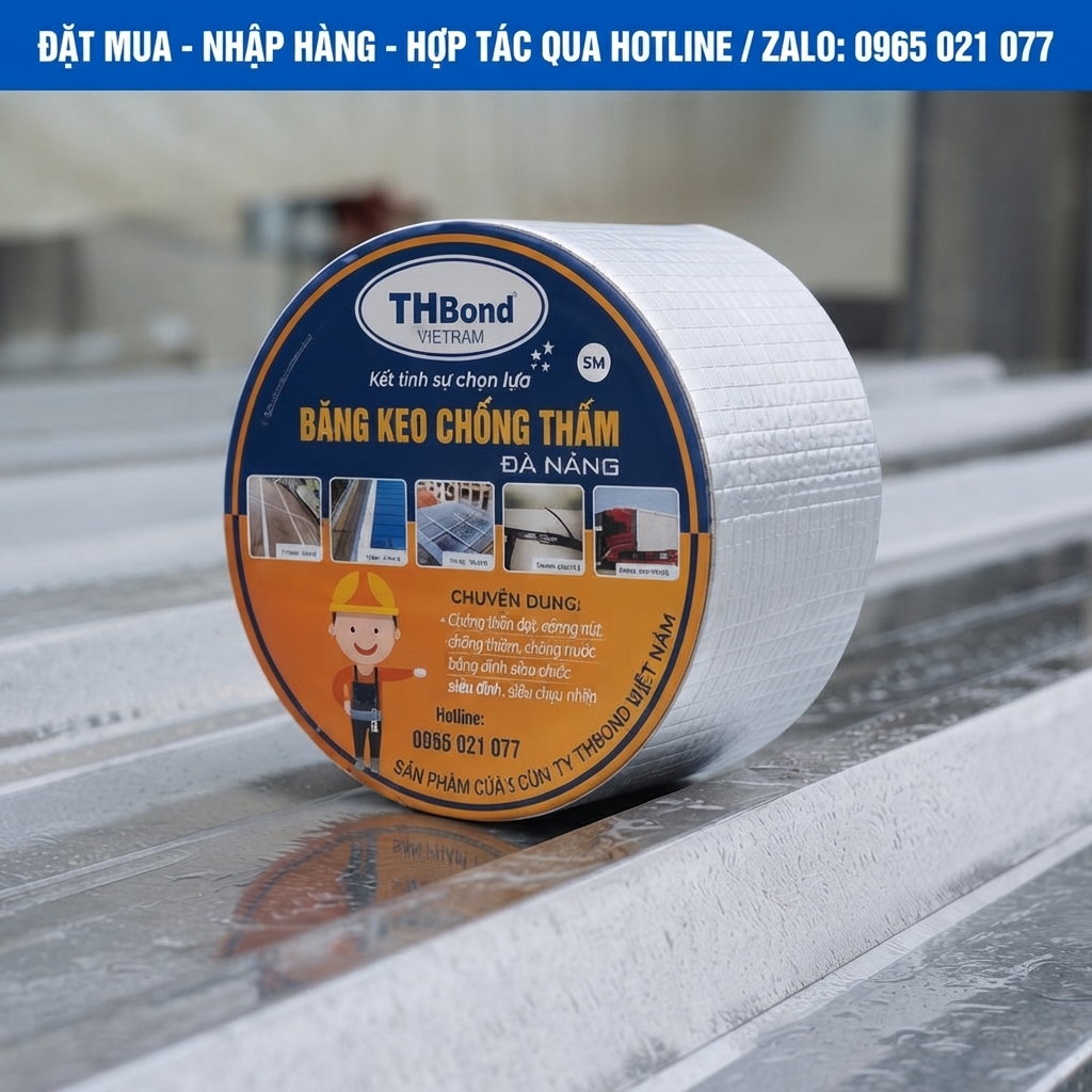 Băng Keo Chống Thấm THBond bám dính trên mái tôn, bê tông, kim loại và nhiều vật liệu khác, cung ứng tại Đồng Nai - thbond-com