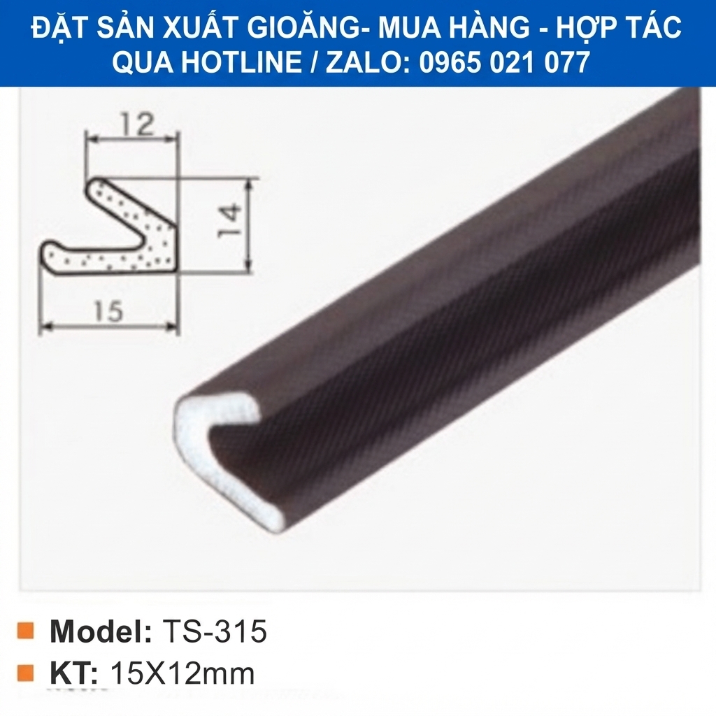 Gioăng Xốp chữ V mã TS-315, gioăng PU chữ V kích thước 15x12mm cho cửa, thiết bị kỹ thuật
