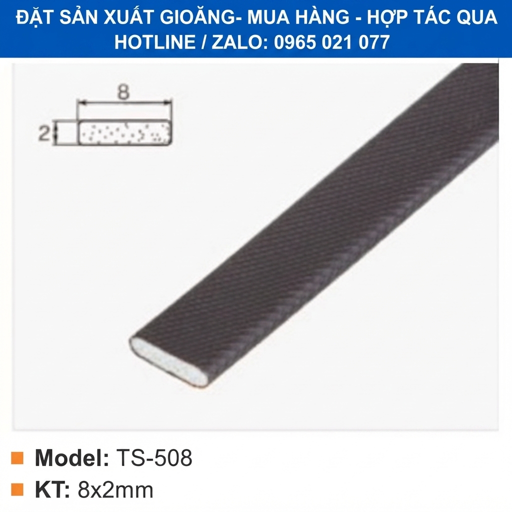 Gioăng xốp dẹt kích thước 8x2mm cho sản xuất cửa, thiết bị kỹ thuật - thbond-com