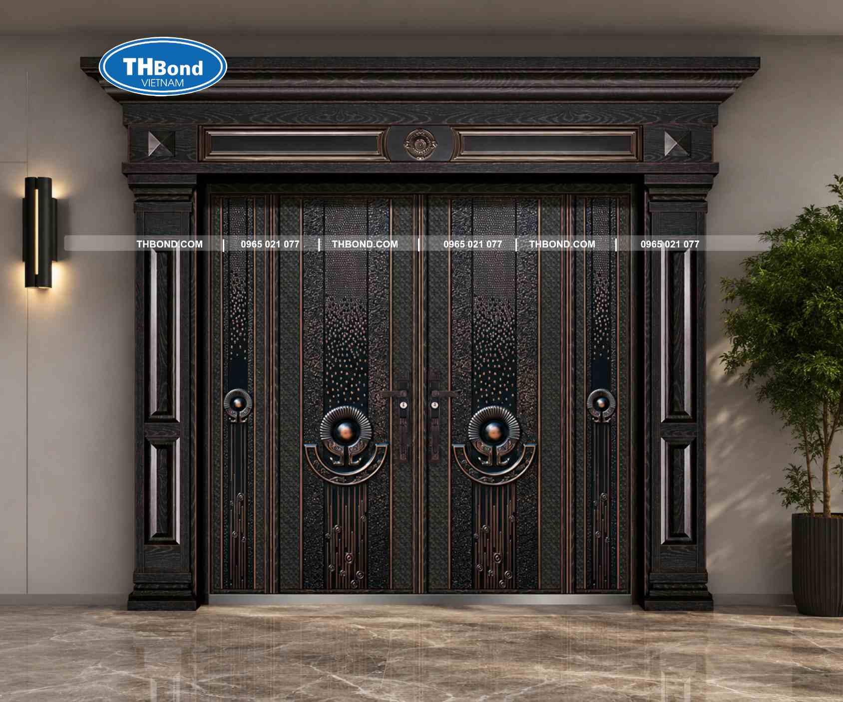 Mẫu cửa thép 5D kết hợp phào cột, phào ngang nghệ thuật tạo điểm nhấn sang trọng cho không gian sống và cửa công trình - thbond-com