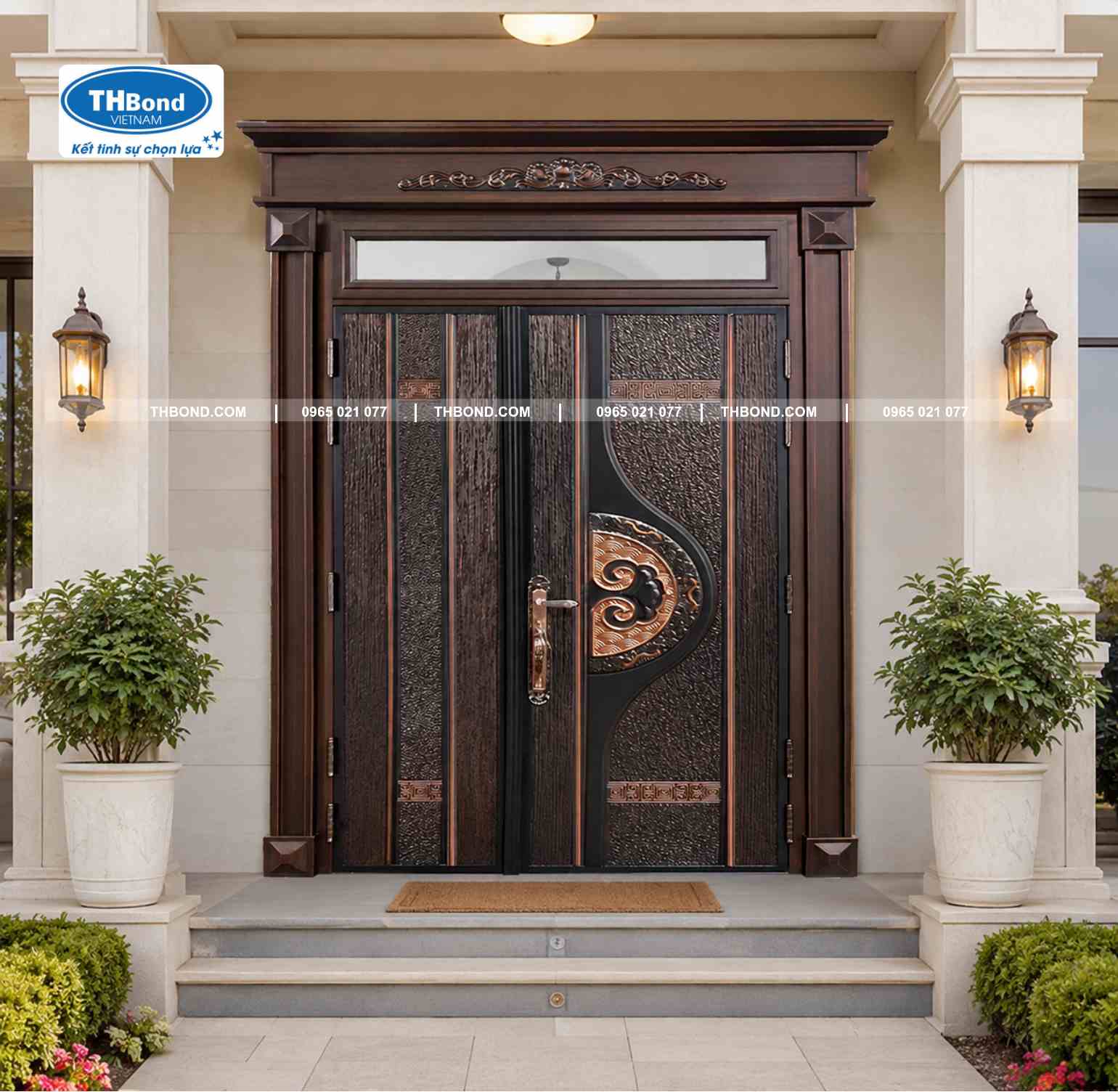 Thiết kế cửa kim loại 5D Vảy Rồng 1 bên phù hợp làm cửa chính biệt thự, villa và các công trình sang trọng - thbond-com