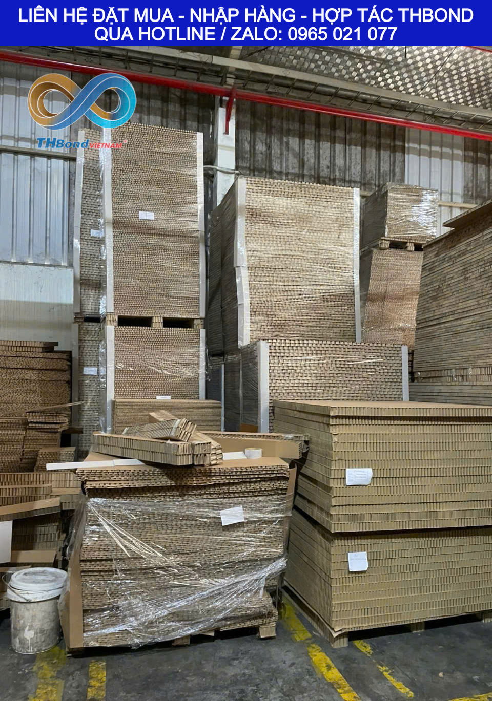 Tấm giấy tổ ong THBond có thể kết hợp với MDF, veneer, laminate và các lớp vật liệu mặt