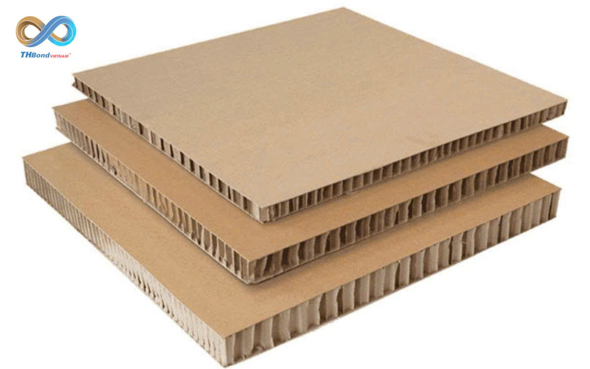 Giấy tổ ong dạng tấm THBond để sản xuất bao bì đóng gói, làm cửa, làm vách panel và nhiều ứng dụng khác, kích thước đa dạng, nhiều độ dày