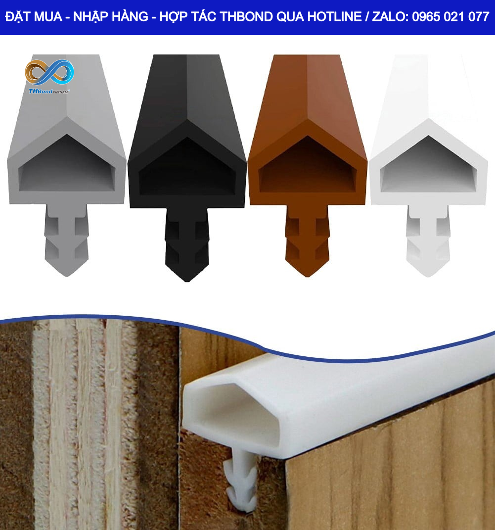 Ron cửa gỗ, gioăng cửa composite hình mái nhà - thbond-com