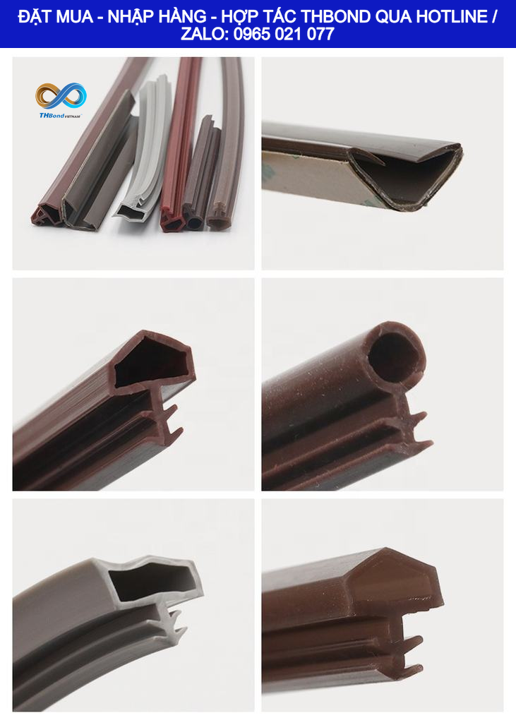 gioăng cao su cửa với nhiều kiểu dáng - chữ V, chữ T, mái nhà, gioăng cao su có chân cài - thbond-com