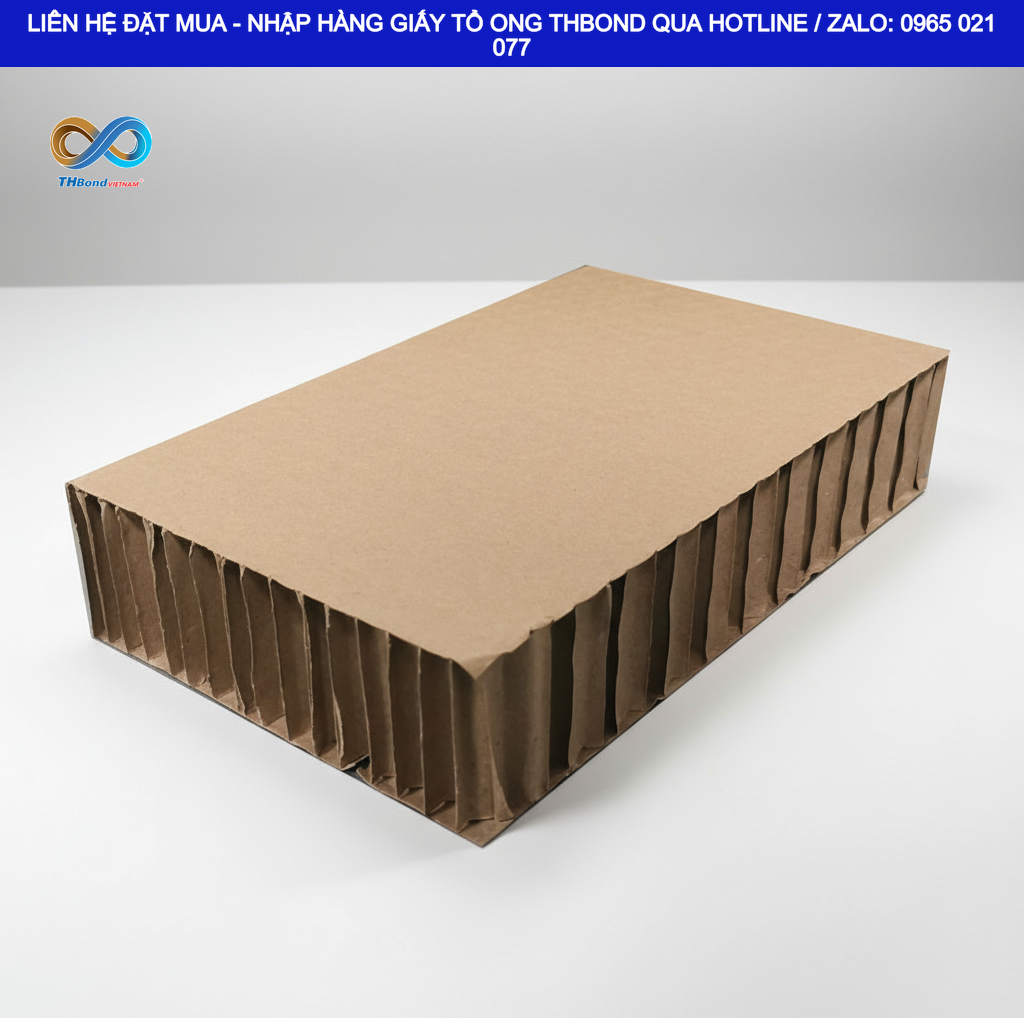 Kết cấu ô lục giác giúp giấy tổ ong tấm THBond hình thành hệ lõi phân bố vật liệu đồng đều, từ đó tạo nên khả năng chịu lực tốt