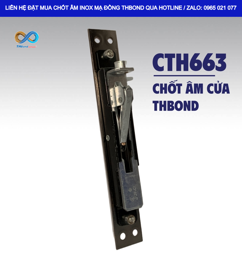 Chốt âm cửa CTH663 mạ đồng tạo thêm lựa chọn phối màu cho tay nắm, khóa và các chi tiết kim loại trên bộ cửa thép, cửa gỗ,…