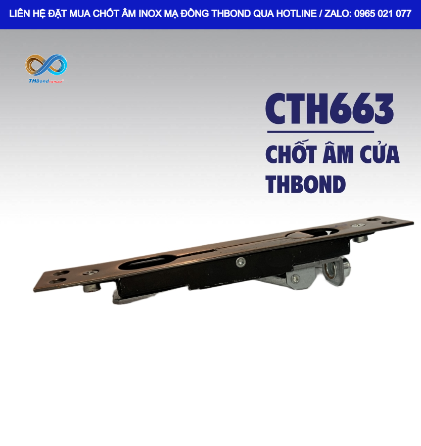 THBond sản xuất cung ứng chốt âm cửa CTH663 theo quy cách 200 x 30 x 1.5 mm, đáp ứng nhu cầu kiểm soát đồng nhất phụ kiện trên nhiều bộ cửa thép vân gỗ, cửa gỗ
