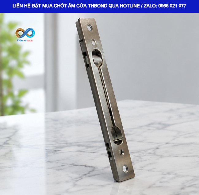 Với kích thước Dài 170 mm x Rộng 25 mm x Dày 2 mm hoặc kích thước Custom, chốt âm CTH339 THBond thuận tiện cho xưởng cửa lựa chọn đúng quy cách ngay từ khâu đặt hàng.