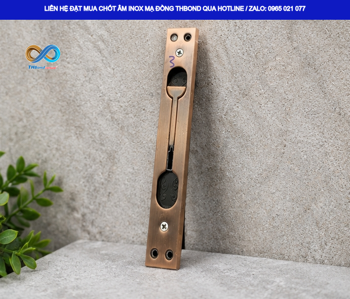 Chốt âm THBond Kích thước 200 x 30 x 1.5 mm và kích thước custom sản xuất theo yêu cầu giúp xưởng sản xuất/doanh nghiệp ứng dụng chuẩn xác trên bộ cửa