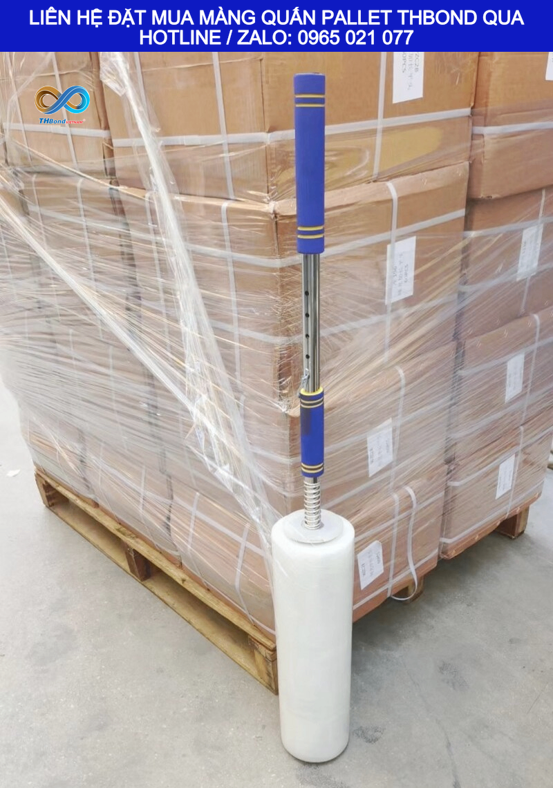 Màng quấn hàng hóa MTH899 của THBond phù hợp quấn thùng carton, kiện hàng công nghiệp và nhiều loại sản phẩm được đóng gói trên pallet.