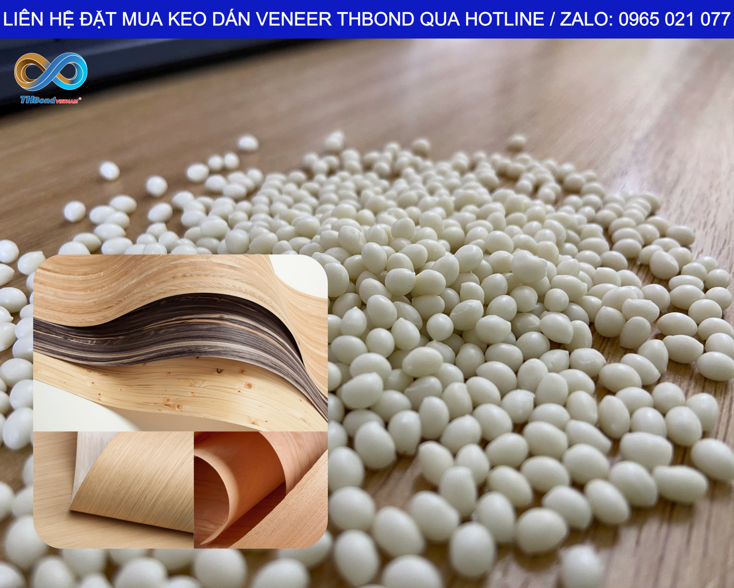 Keo Hạt nóng chảy THBond giúp quá trình dán veneer được triển khai theo quy trình gia nhiệt và kiểm soát nhiệt độ phù hợp.