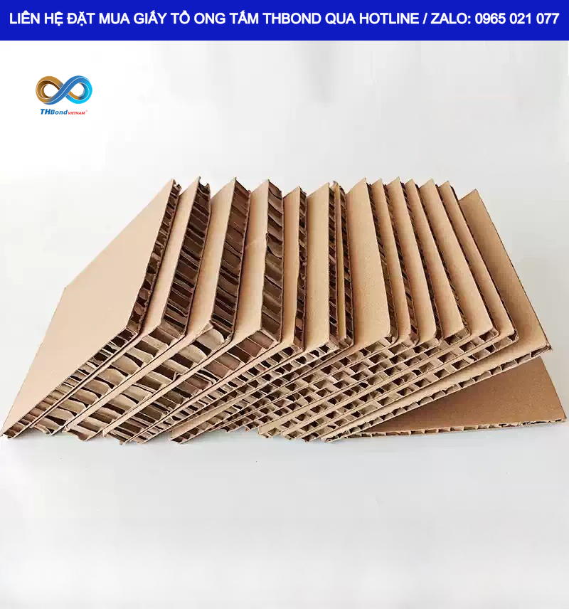 Giấy tổ ong tấm GTO558 của THBond dùng làm lõi cho nhiều sản phẩm là mặt bàn và cánh tủ, vật liệu dạng tấm