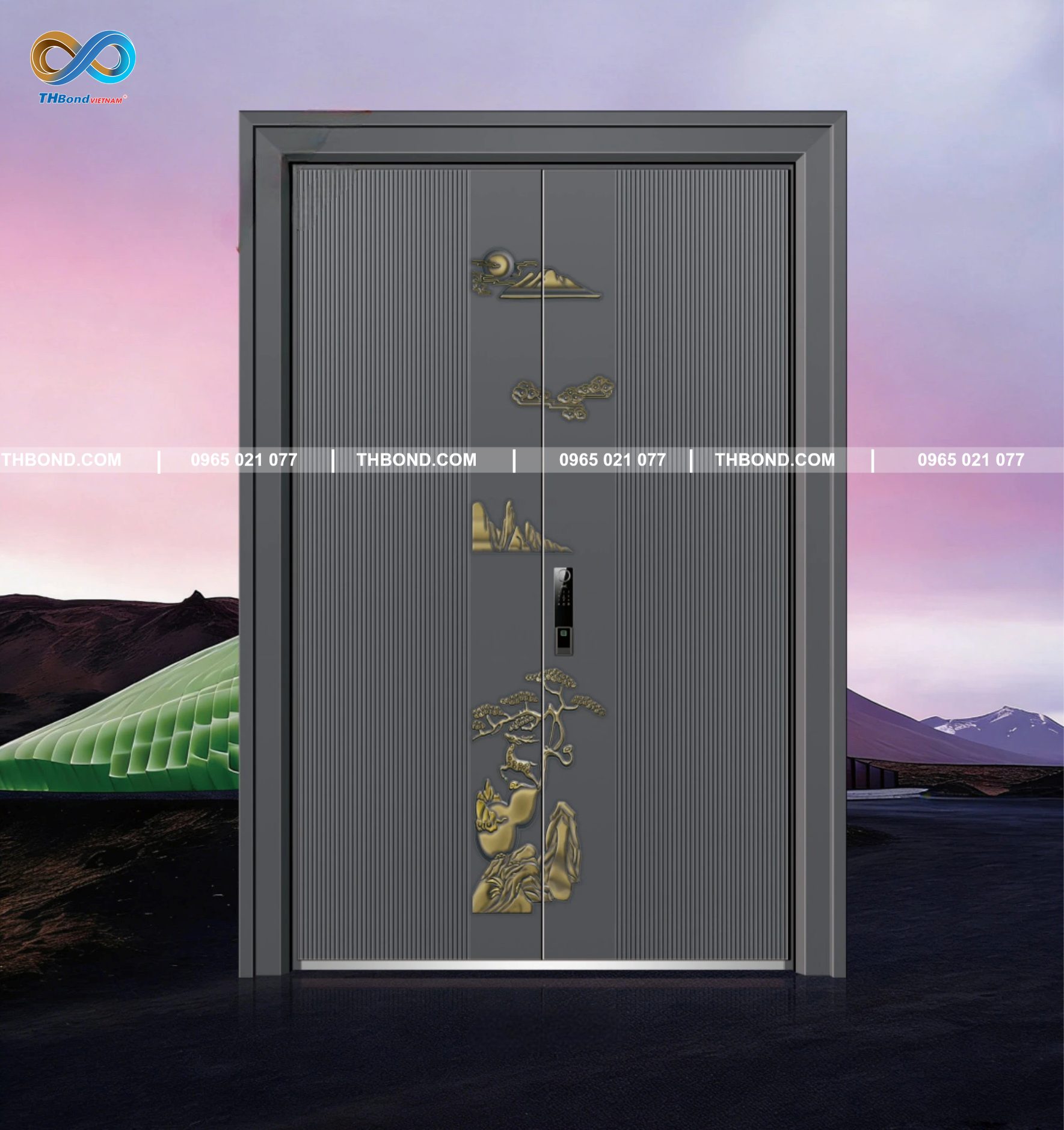 THBond cung cấp huỳnh pano cửa thép 5D Cây Tùng TH-8889 với họa tiết sang trọng, giàu giá trị văn hóa dành cho dòng cửa kim loại, cửa thép