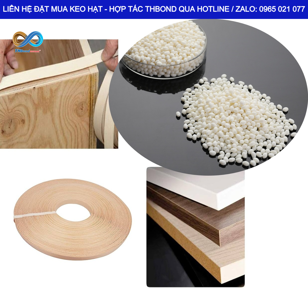 THBond cung ứng keo hạt dán cạnh D131, phù hợp với dải nhiệt độ sử dụng 130–150°C theo thông số sản phẩm.