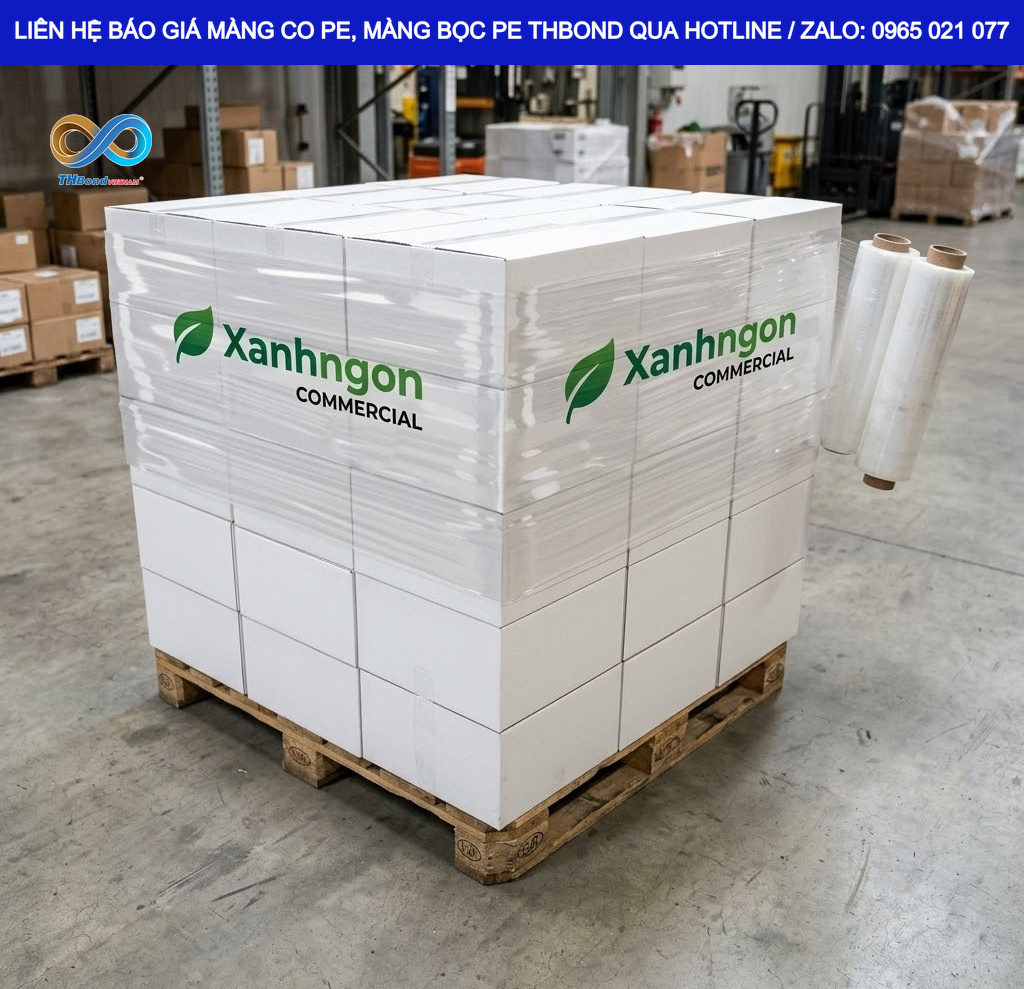 Giải pháp màng bọc PE in logo dành cho nhà máy và xưởng sản xuất từ THBond.