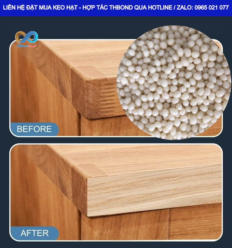 THBond cung ứng keo hạt nóng chảy EVA ( EVA hotmelt ) cho nhu cầu dán cạnh ván công nghiệp tại các xưởng sản xuất đồ gỗ nội thất.