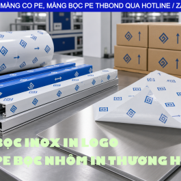 Màng chít in thương hiệu, in thông tin sản phẩm, logo THBond phục vụ nhu cầu quấn kiện hàng trong sản xuất và kinh doanh.