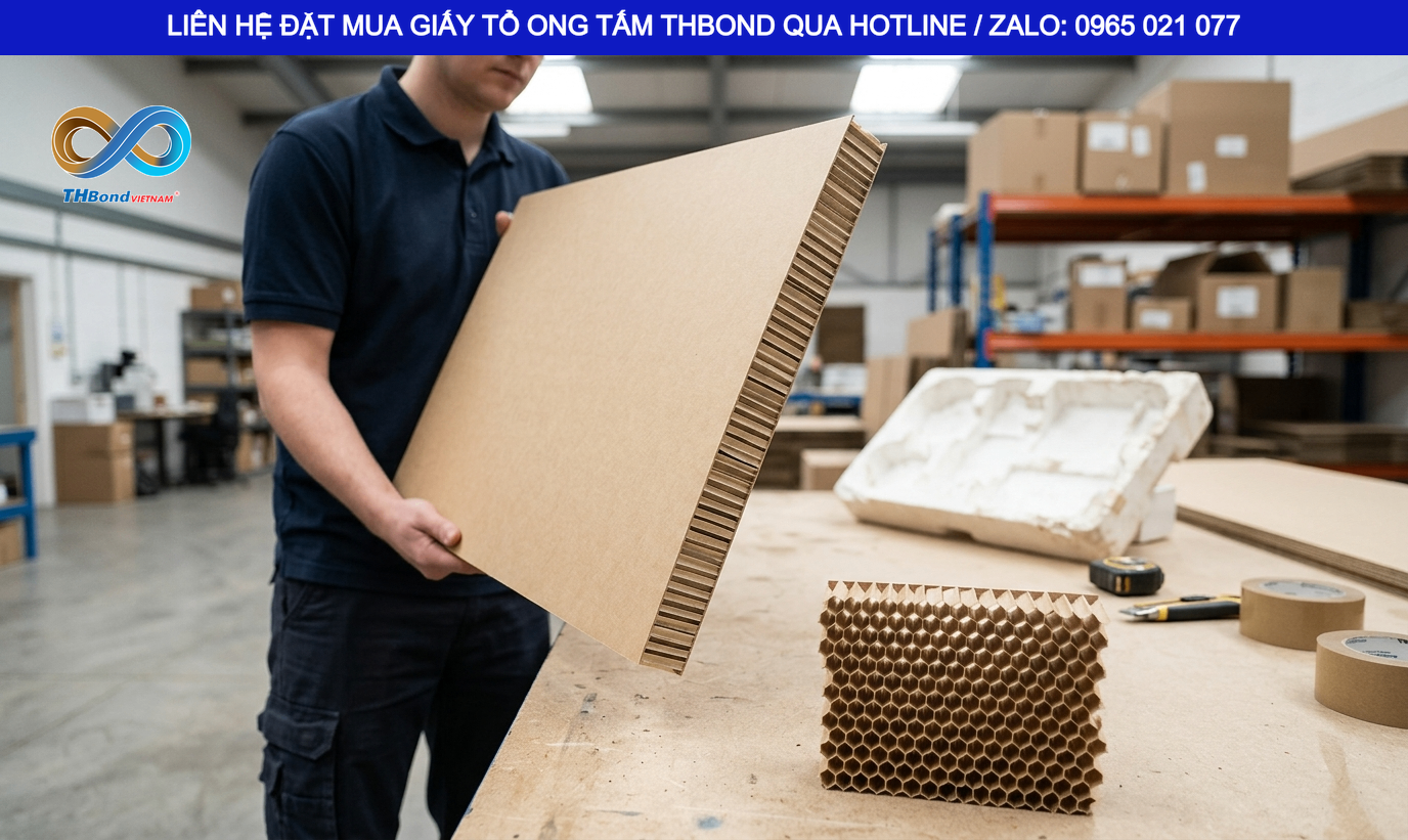 THBond GTO558 đáp ứng hiệu quả nhu cầu của xưởng sản xuất/doanh nghiệp đang tìm nguồn giấy tổ ong cho các xưởng gia công và sản xuất cửa, tấm, đóng hàng, logistics