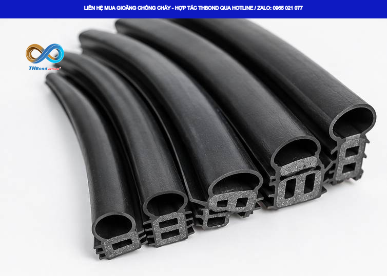 Cấu trúc chữ D 3 lỗ, 4 ngạnh của gioăng cửa thép chống cháy GTHCC683 giúp THBond đáp ứng nhu cầu lựa chọn gioăng theo mặt cắt thực tế của cửa
