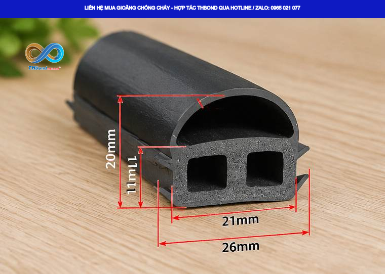 Gioăng GTHCC683 chữ D 3 lỗ, 4 ngạnh được THBond cung ứng cho xưởng sản xuất cửa thép và gia công cửa chống cháy….